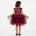 Kız Çocuk Payetli ve Kat Kat Tüllü Doğum Günü Abiye Elbise 94304