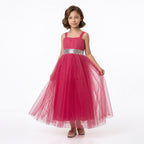 Kız Çocuk Sırtı Gipeli Tütü Etekli Payet Kemerli Uzun Abiye Elbise 74429