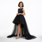 Kız Çocuk Beyaz Önü Kısa Arkası Uzun Kuyruklu Tül Abiye Elbise 24364