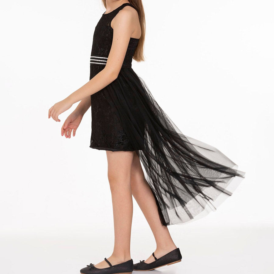 Kız Çocuk İnci Taşlı ve Tüllü Trend Abiye Elbise 18082