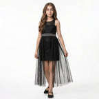 Kız Çocuk İnci Taşlı ve Tüllü Trend Abiye Elbise