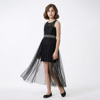 Kız Çocuk İnci Taşlı ve Tüllü Trend Abiye Elbise