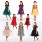 Kırmızı Pul İşlemeli ve Tüllü Kız Çocuk Abiye Elbise 77078