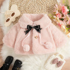 Pelüş Fiyonk Detaylı Bebek Kız Kürk Montu (0-2 Yaş)  35866