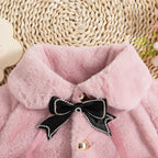 Pelüş Fiyonk Detaylı Bebek Kız Kürk Montu (0-2 Yaş)  35866
