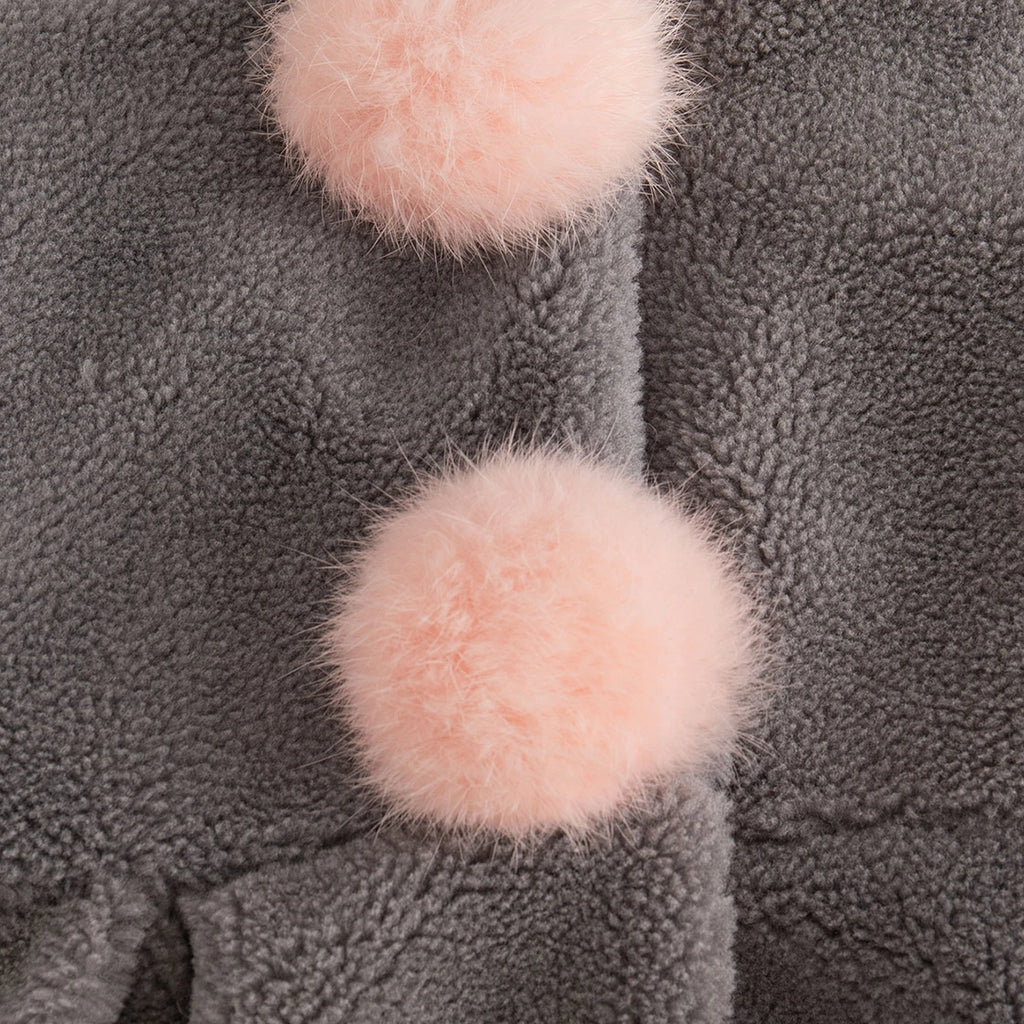 Ponponlu Peluş Kız Bebek Çocuk Montu 20522
