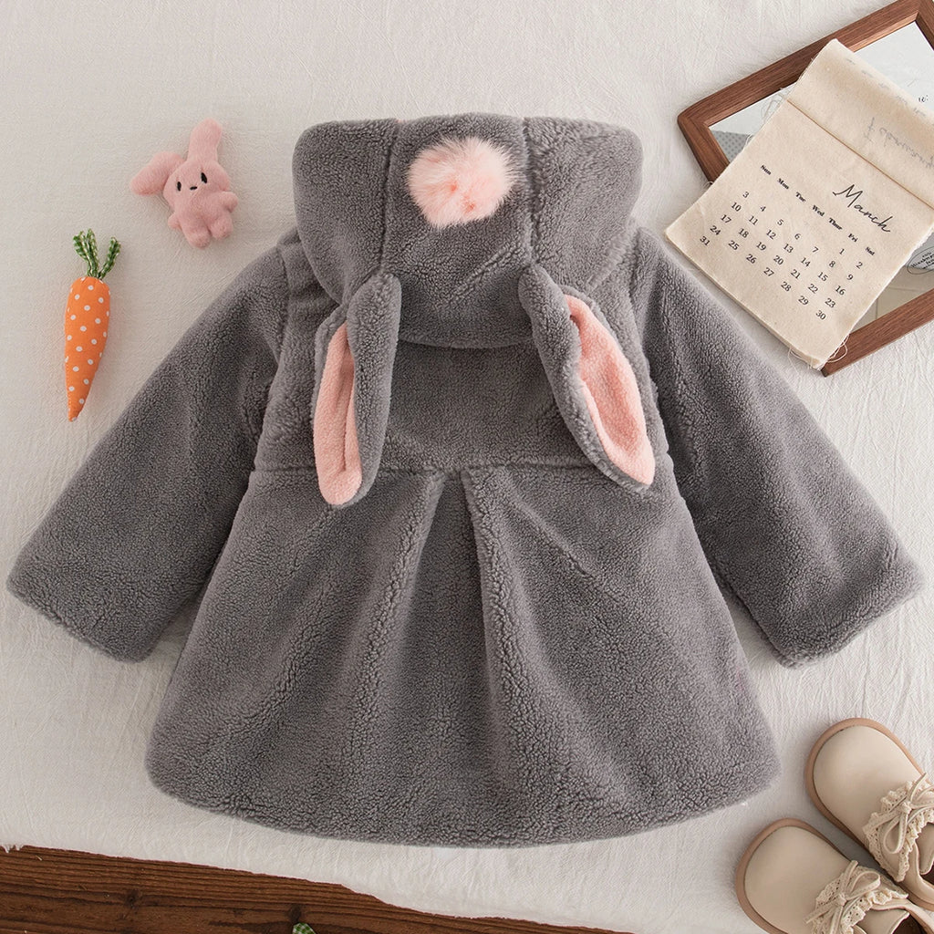 Ponponlu Peluş Kız Bebek Çocuk Montu 20522