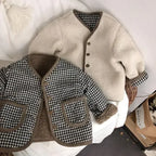 Çocuk Mont Kareli Peluş Çİft Taraflı 34281