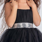 Kız Çocuk Sırtı Gipeli Tütü Etekli Payet Kemerli Uzun Abiye Elbise 74429