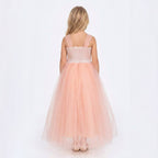 Kız Çocuk Sırtı Gipeli Tütü Etekli Payet Kemerli Uzun Abiye Elbise 74429