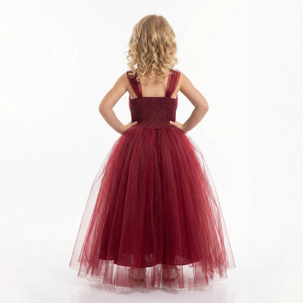 sırtı gipeli payet kemerli kız çocuk tütü abiye elbise