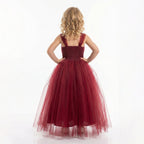 sırtı gipeli payet kemerli kız çocuk tütü abiye elbise