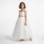 Kız Çocuk Sırtı Gipeli Tütü Etekli Payet Kemerli Uzun Abiye Elbise 74429