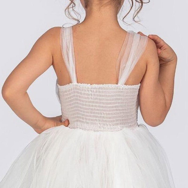 Kız Çocuk Sırtı Gipeli Tütü Etekli Payet Kemerli Uzun Abiye Elbise 74429