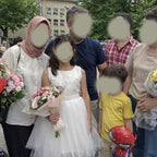 Kız Çocuk Beyaz Önü Kısa Arkası Uzun Kuyruklu Tül Abiye Elbise 24364