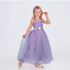 Kız Çocuk Sırtı Gipeli Tütü Etekli Payet Kemerli Uzun Abiye Elbise 74429