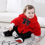 Pelüş Fiyonk Detaylı Bebek Kız Kürk Montu (0-2 Yaş)  35866