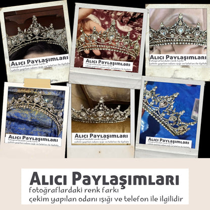 Kraliyet Esintili Bronz Gold Gelinlik Tac Modelleri - Barok Kristal Nişan Tacı 97109