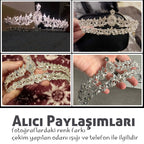Lüks Gelin Tacı | Kübik Zirkon Taşlı Yaprak Tasarımlı Gelinlik Tac 48734