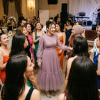 Kadın Lila Hayal Tül Büzgü Detaylı Tesettür Abiye Elbise 98658