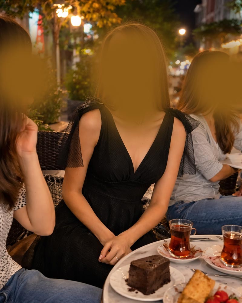 Kadın Siyah Askıları Bağlamalı Noktalı Tül V Yaka Midi Abiye Elbise 46019