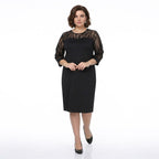 Siyah renkli göğüs ve kolları zebra desenli flok tül detaylı kadın büyük beden abiye elbise