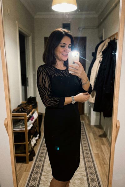 Kadın Siyah Büyük Beden Zebra Desenli Flok Tül Abiye Elbise 37327