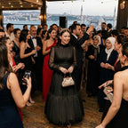 Kadın Siyah Dik Yaka Uzun Kollu Büzgülü Tül Abiye Elbise 98658