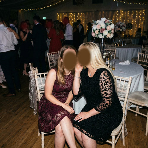 Kadın Siyah İspanyol Kol Kadife Desenli Tül Büyük Beden Abiye Elbise 19580