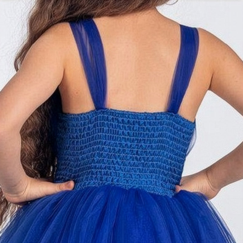 Kız Çocuk Sırtı Gipeli Tütü Etekli Payet Kemerli Uzun Abiye Elbise 74429