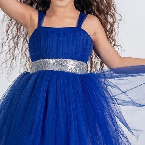 Kız Çocuk Sırtı Gipeli Tütü Etekli Payet Kemerli Uzun Abiye Elbise 74429