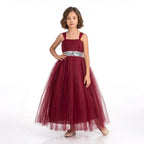 sırtı gipeli payet kemerli kız çocuk tütü abiye elbise