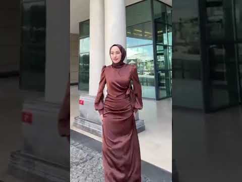 Kadın Yandan Bağlamalı Zara Saten Tesettür Abiye Elbise 19271