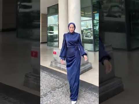 Kadın Yandan Bağlamalı Zara Saten Tesettür Abiye Elbise 19271