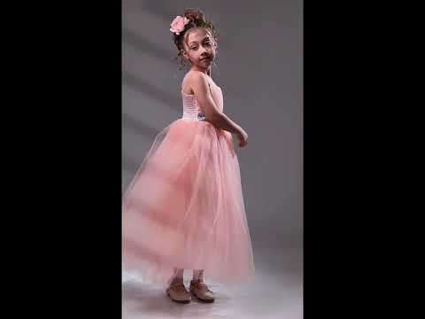 Kız Çocuk Sırtı Gipeli Tütü Etekli Payet Kemerli Uzun Abiye Elbise 74429